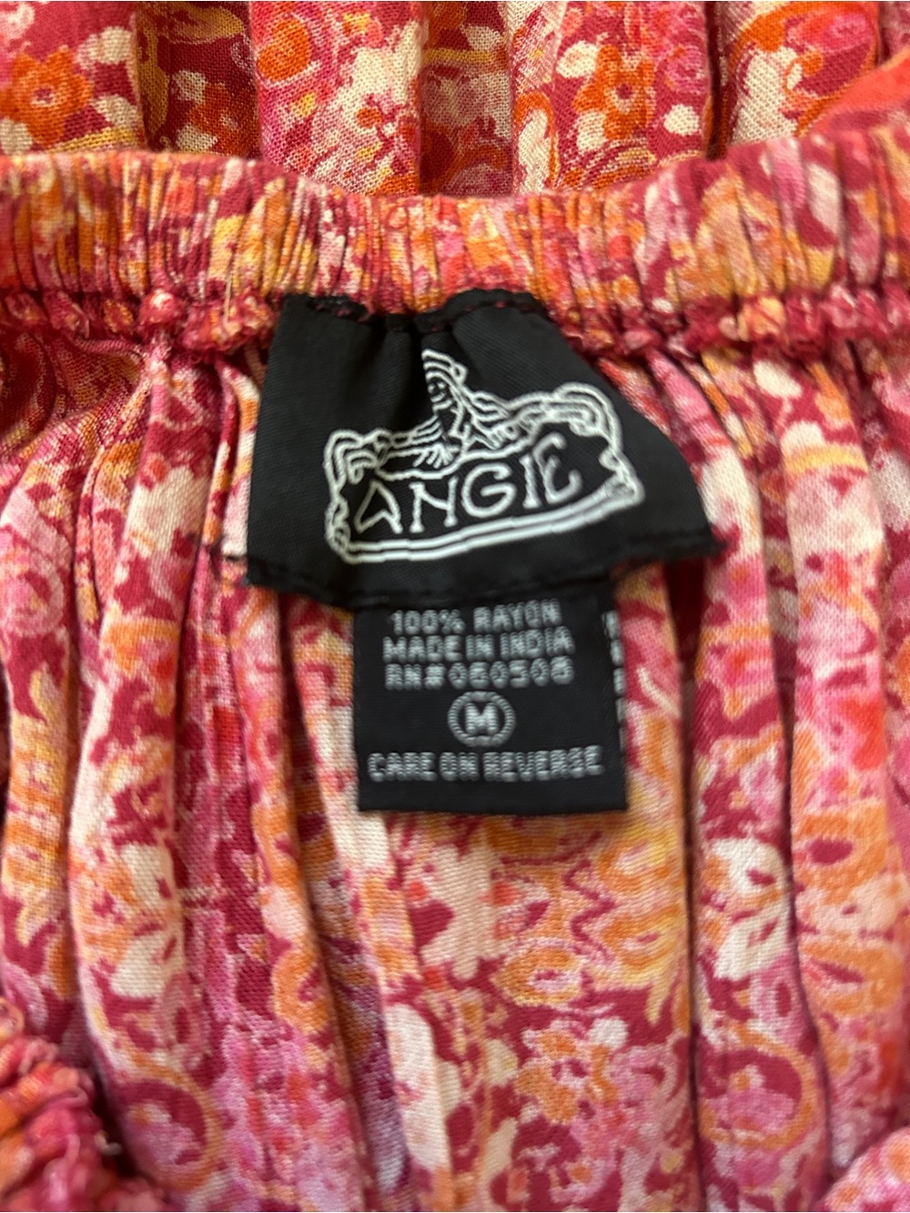 ANGIE Pink, Orange And Cream Tiered Maxi Dress With Tie-Back, Size M, EUC - Picture 7 of 7
